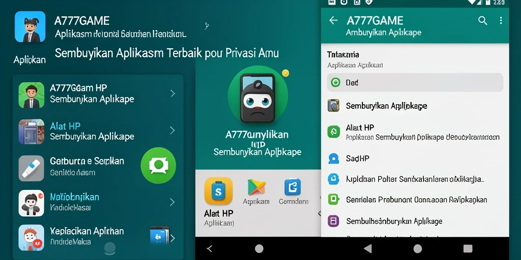 Tampilan antarmuka A777GAME untuk menyembunyikan aplikasi dengan mudah.