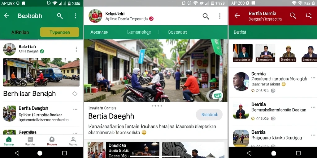 Antarmuka aplikasi API288 menampilkan berita daerah dengan jelas.