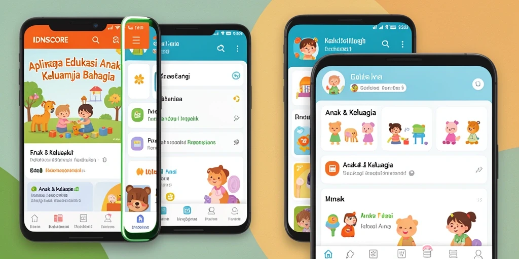 Antarmuka IDNSCORE yang ramah anak dan edukatif.