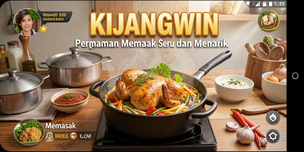 Tampilan antarmuka KIJANGWIN dengan berbagai pilihan resep memasak.