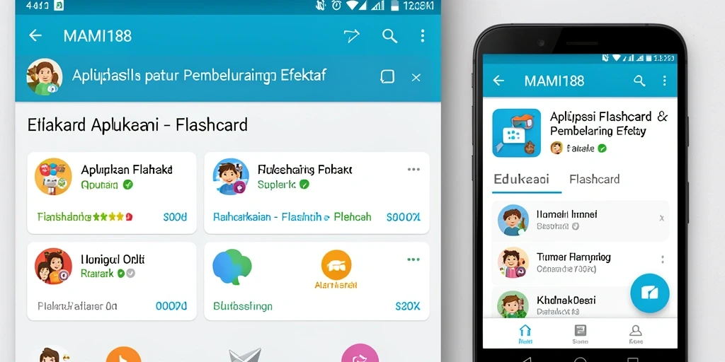 Screenshot antarmuka aplikasi MAMI188 dengan fungsi Flashcard yang intuitif.