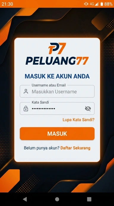 Masuk Akun Peluang77 untuk Pengguna Android